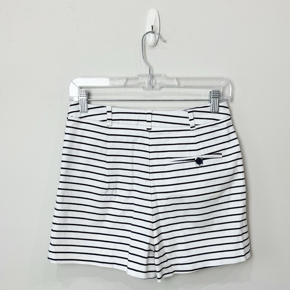 Zara Dressy Nautical Stripe Shorts White Navy Blue High Waist - Picture 2 of 5
